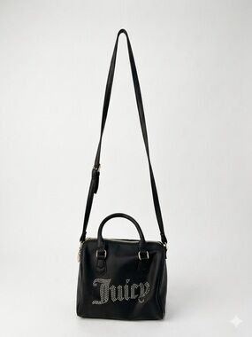 Juicy Couture Black Rhinestone Satchel Crossbody Bag McBling Y2K